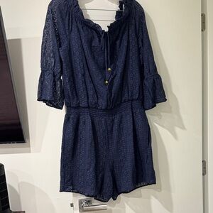 Michael Kors Navy blue romper beautiful lace material. P5